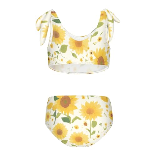 KLL Sunflower Corner Boho Watercolor Background Girls 2 Pieces Bikini Sets Beach Swimsuits Swimming Suits Cute Shoulder Strap2