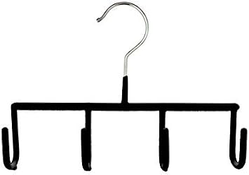 Mawa by Reston Lloyd Non-Slip Space-Saving Clothes Hanger for Belts with 4-Hooks, Style GH, Set of 2, Black