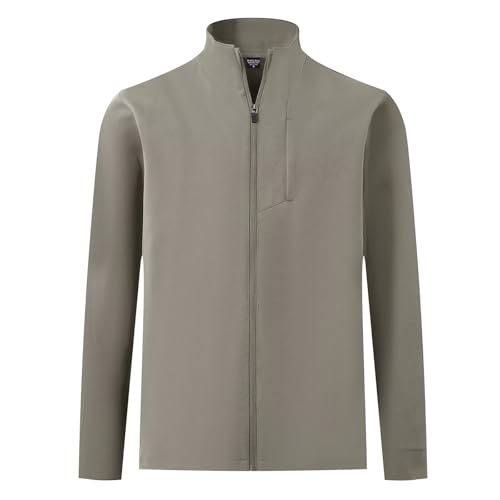 MAELREG Mens Jacket with Zipper Pockets Casual Stylish Lightweight Softshell Jacket Men for Golf Work Windbreaker
