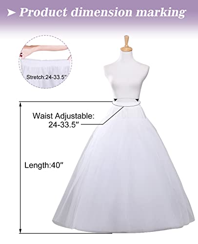 Hoopless Petticoats Crinoline A-line Slips Underskirt for Bridal Gown Floor Length4