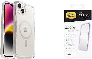 Paquete de OtterBox SYMMETRY SERIES+ Funda antimicrobiana transparente con MagSafe para iPhone 14 Plus - Protector de pantalla transparente +