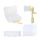 Devanador de hilo de bordar: el juego incluye 1 caja de almacenamiento, 100 placas de devanado, 4 hojas de pegatinas, 1 devanador manual y un soporte para herramientas de bordado