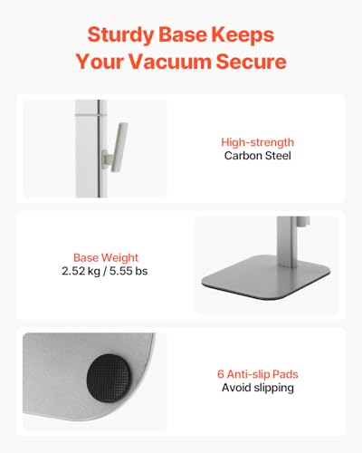 Image of VEVOR Vacuum Stand, Compatible with Dyson G5 V15 V12 V11 V10 V8 V7 V6 Series Upright Vacuums Cleaners & Accessories, Stable Vacuum Stand Holder with 6 Hooks and Non-slip Footpads, Gray