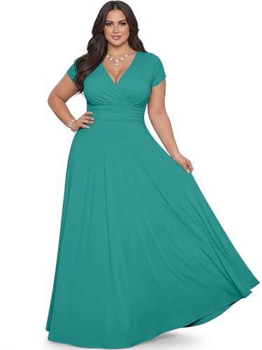 Image of KOH KOH Womens Sexy Cap Short Sleeve V-Neck Flowy Cocktail Gown