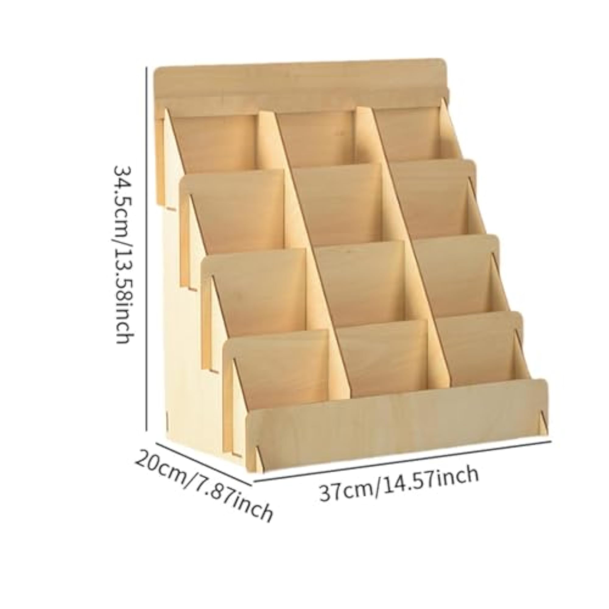 Wooden Greeting Card Display Stand, Portable 4 Tier