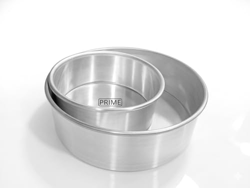 Image of Prime Bakers and Moulders Round Aluminium Cake Baking Mould for Oven 3 Inch Depth (Silver) (9,10 Inch)