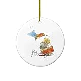 States Watercolor Michigan Ornament | Decorative XMAS Tree Ornament Gift