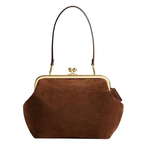 COACH Womens Suede Kisslock Frame Bag 27 Warm Brown One Size