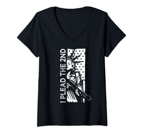 Womens I Plead The 2nd Lady Liberty AR-15 The Statue of Liberty V-Neck T-Shirt