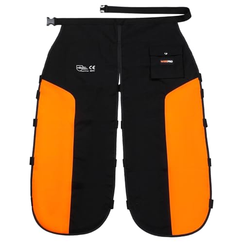WISEPRO Leggins universales de seguridad para motosierras, protección contra cortes, ajustable, para motosierras, pantalones de protección para hombres y mujeres, naranja y negro, Talla única