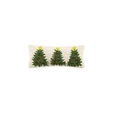 Peking Handicraft 31TG461C05OB Christmas Trees Hook Pillow, Blown-in Filled, 12-inch Width, Wool and Cotton