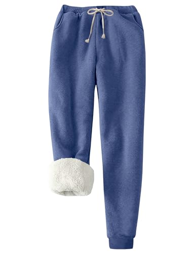 Flygo Women's Winter Warm Fleece Joggers Pants Sherpa Lined Athletic Active Sweatpants