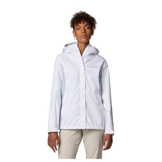 Columbia Womens Arcadia II Waterproof Rain Jacket, White/Cirrus Grey, Large