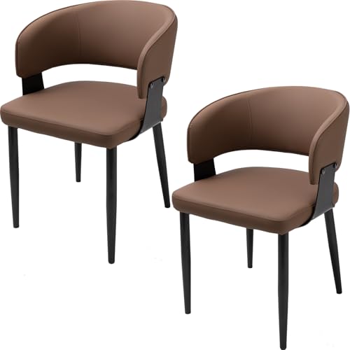 ダイニングチェア 2脚セット ダイニング椅子 食卓椅子 チェア おしゃれ 北欧風 現代風 組立簡単 滑り止め付き ブラウン