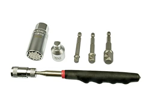 Douille universelle 9-21 mm + télescopique Pick-up outil magnétique avec LED + 3 Set adaptateur Cover