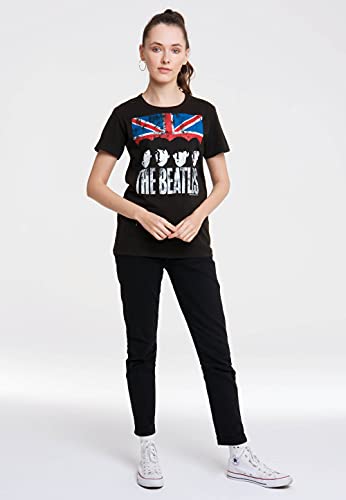 Logoshirt® The Beatles I Union Jack I T-Shirt imprimé I Femme & Homme I Col Rond I Manches Courtes I Marron Noir I Design Original sous Licence I Taille XS - Les Beatles, Paul McCartney, John Lennon, RIngo Starr, George Harrison Logoshirt® The Beatles I Union Jack I T-Shirt imprimé I Femme & Homme I Col Rond I Manches Courtes I Marron Noir I Design Original sous Licence I Taille XS – Image 6