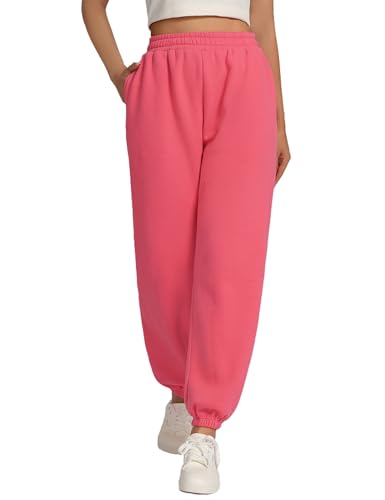 Women's Sweatpants Fleece Lined Baggy Joggers Sweat Pants High Waisted Lounge Cinch Bottoms with Pocket, S-XL4