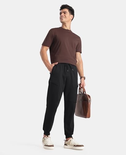 Image of Jockey AM72 Men Super Combed Cotton Rich Regular Fit Jogger with Zipper Pockets