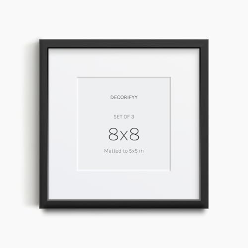 Image of Premium Set of 3 (8x8 inch) Photo Frame for Wall - For Wall Decor and Home Decor | Fits Photo 5x5 inch with Mat or 8x8 inch Without Mat | Black