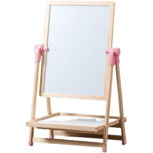 REENEW お絵かきボード、両面お絵かきボード、ホワイトボードと黒板、高さ調節可能、子供用お絵かきボード、数学、絵画、スケッチ、落書きに最適、収納トレイ付き折りたたみ式お絵かきボード、子供への素晴らしい贈り物 (ピンク,タイプA-40x50/100cm)