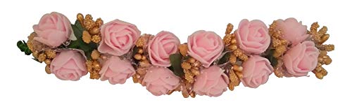 Aairaa Hair Gajra for Hair Flower Hair Gajra Accessories for Women and Girls, Light Pink, 50 gram