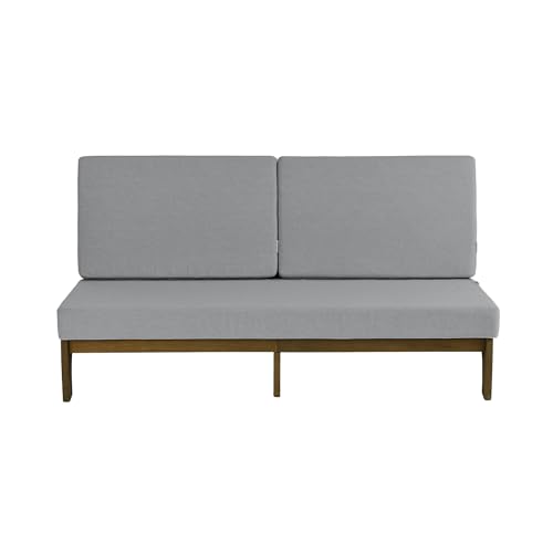 Image of Pia Ricoo 1-Piece Patio Furniture Set, Outdoor Wood Sofa with 4.5-Inch Thick Cushions, All-Weather Conversation Set for Backyard, Deck, Lawn - Gray