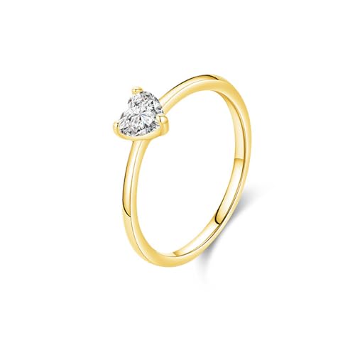 Kokoma Heart-Shaped CZ Promise Ring 925 Sterling Silver Love Heart Wedding Band Stacking Rings Eternity Engagement Rings Elegant Jewelry for Women