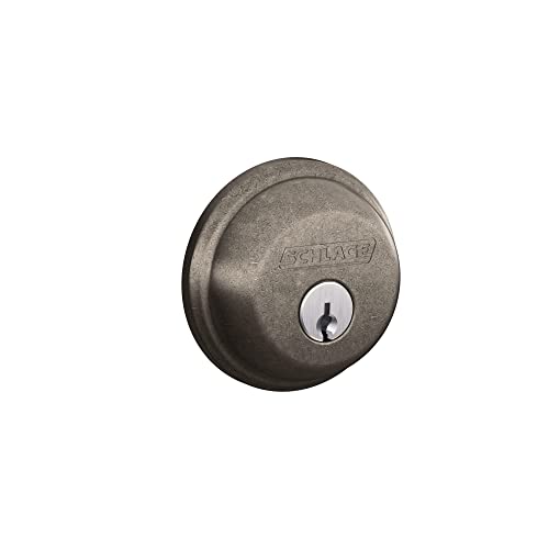 Image of Schlage B60N621 Deadbolt with Standard Trim Keyed 1 Side, Highest Residential Security, Single Cylinder, Distressed Nickel