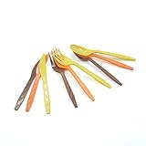 DX DENGXUAN 360-Piece Thanksgiving Plastic Tableware Set, Disposable Heavy Tableware Set, Including 120 Pieces Of Orange, Yellow and Brown Knives and Forks, Thanksgiving Party Supplies