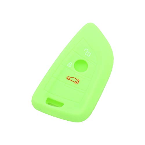 BROVACS Silicone Cover Protector Case Holder Skin Jacket Compatible with BMW X5 X6 X1 5 7 Series 3 Button Smart Remote Key Fob CV9906 Neon Green
