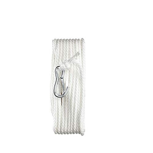 Attwood 11723-7 Solid Braid Multifilament Polypropylene Anchor Line With Spring Hook 3/8-Inch X 50-Feet, White #TOP3