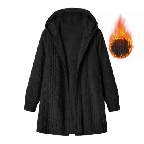 Womens Fleece Hooded Jacket Long Sleeve Open Front Cardigan Thick Warm Coat - image 7