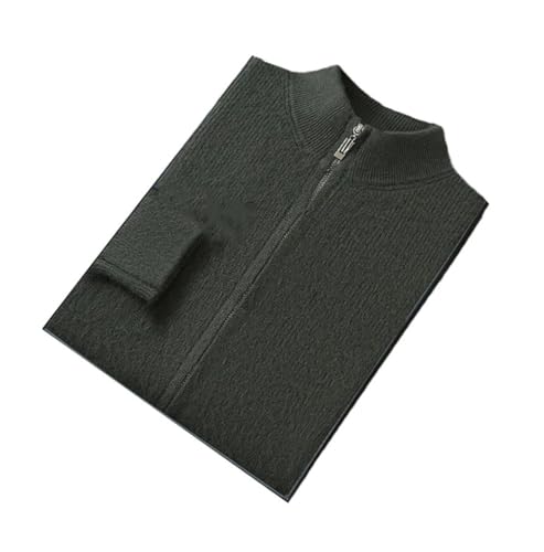 Men 100 Percent Mink Cashmere Knitted Cardigan Sweater Casual Men's Semi High Neck Full Sleeved Business Cardigan