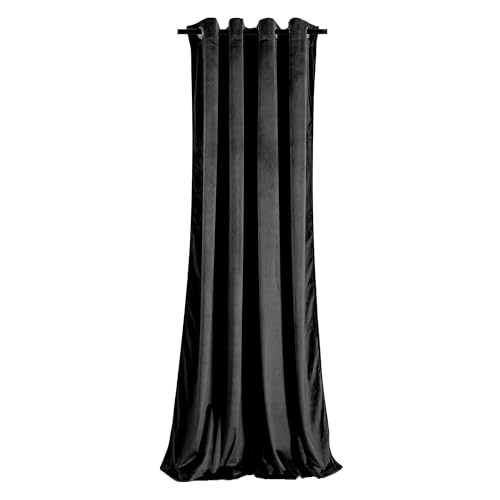 KOMA Rideau à Oeillets en Velours occultant Noir 140x250 cm