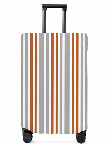 Orange Gray Stripes Travel Luggage Cover, Contrast Geometric Anti-scratch Elastic Luggage Covers For Suitcase Protector, Washable Baggage Covers