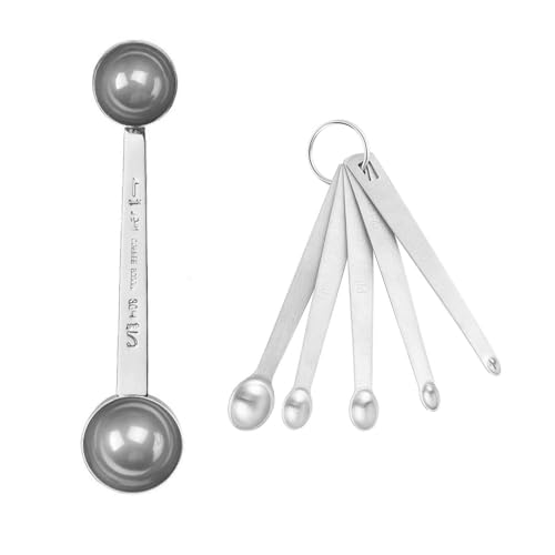 1 Piece Double-Head Measuring Spoon, 5 Piece Mini Measuring Spoon, Metal Protein Powder Spoon, Measuring Spoon with Scale, Outdoor Convenient Spoon, Kitchen Measuring Spoon Tool