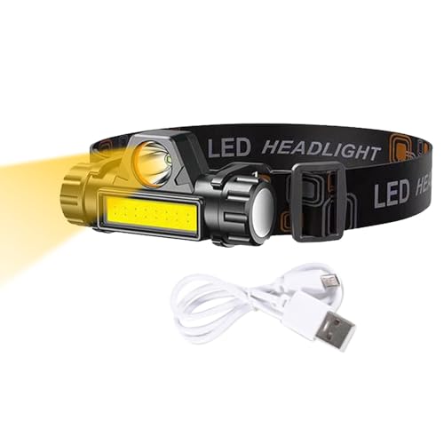 Luces frontales de senderismo recargables LED – Diadema luminosa recargable con base magnética | Diadema ligera frontal para adultos, al aire libre, correr y pescar