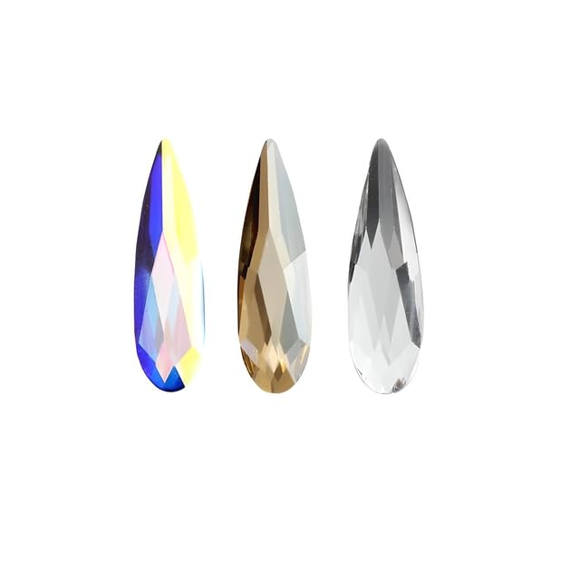 SOLASTA 288 Pcs RAIN DROP FLATBACK HOTFIX IRON-ON RHINESTONES 3 * 10 mm CRYSTAL AB Rhinestones for Garments, DIY Crafts, and Accessories“