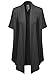 Solid Jersey Knit Draped Open Front Short Sleeves Cardigan Charcoal 2XL