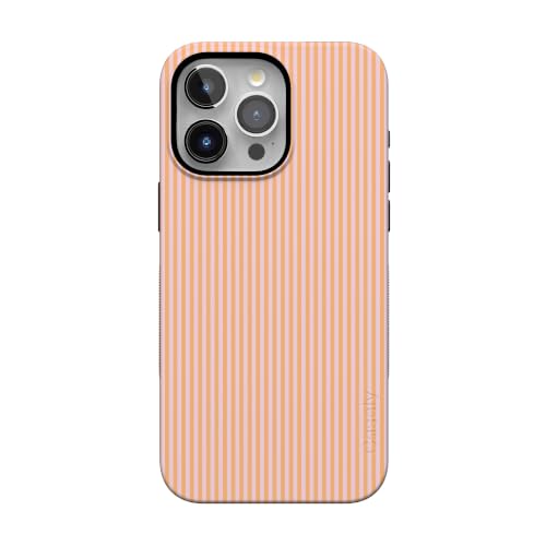 Casely iPhone 15 Pro Max Case | Stripes and the City | Orange & Pink Pinstripe | Bold Protective Design | Compatible with MagSafe