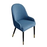 MFMLHDYQ Stretch Jacquard Denim Blue Accent Curved Back Armrest Upholstered Dining Chair Cover Slipc