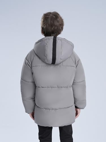 maoo garden Jungen Steppjacke Mit Fleecefutter 128-152cm - Wasserdichte Winterjacke Mit Synthetikfüllung Für Große Kinder Grau 128