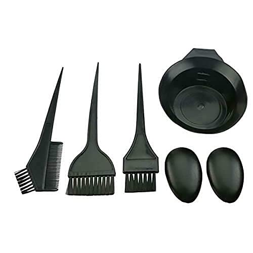 DAYONG 5Pcs/Set Hair Dye Set Kit Hairdressing Hair Color Mixing Bowl Brushes Comb Ear Covers Salon Hair Color Dye Tint DIY Tool Set Kit (Black)