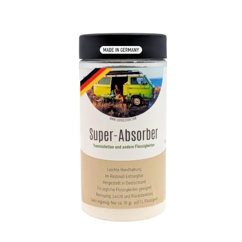 LOOVOLUTION Super-Absorber Hochleistungsabsorber für alle Flüssigkeiten (200 gr) - Extra saugstark Ideal für die Camping Toilette Wohnwagen Haushalt Party & Festivals