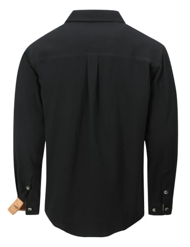 Drazivon Men's Button Down Long Sleeve 100% Cotton Flannel Shirt Black XL - image 3