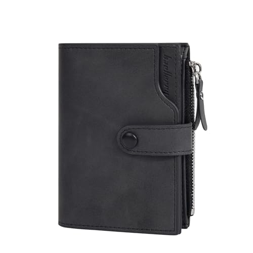 Small Mens Wallet with Credit Card Slots, Trifold Card Case Wallet with Zipper Pocket, Medium Size Wallets for Men
