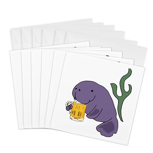 Cartes de vœux lamantin avec enveloppes lot de 6 papier épais écriture facile