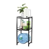 KCGANI Porta bottiglie d'acqua da 5 galloni con ripiani, 3 ripiani, organizer per bottiglie d'acqua, resistente, per cucina, soggiorno, ufficio, nero
