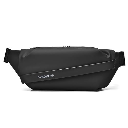 Image of Wildhorn Men's Crossbody Sling Bag | Compact Waist & Chest Bag | Water-Resistant Travel Fanny Pack with Adjustable Strap for Daily Use, Hiking & Outdoor Adventures (Black)