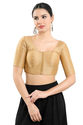 Image of Vamas Women's Silk Padded Self Design Half Sleeve Readymade Saree Blouse (X-766.N)